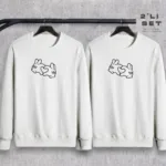 Kalp El Baskılı Sevgili Çift Kombini Bisiklet Yaka Sweatshirt 2'li Set-alttext1