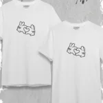 Kalp El Tasarım Sevgili Çift Kombini Beyaz Oversize Tshirt 2'li Set - L-alttext1