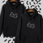 Kalp El Tasarım Sevgili Çift Kombini Siyah Kapüşonlu Sweatshirt - XL-alttext1