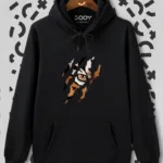 Kaplan Pençesi Baskılı Siyah Kapüşonlu Sweatshirt-alttext1