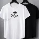 King Baskılı Siyah Beyaz Oval Kesim Slim Fit Tshirt 2'li Set - L-alttext1
