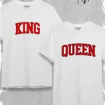 King Queen Baskılı Sevgili Çift Kombini Beyaz Oversize Tshirt 2'li Set - XL/S-alttext1