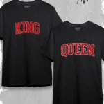 King Queen Baskılı Sevgili Çift Kombini Siyah Oversize Tshirt 2'li Set - M-alttext1