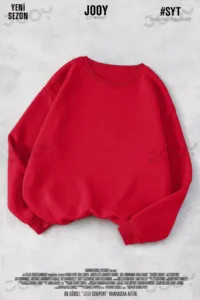 Kırmızı 3 iplik Bisiklet Yaka Düz Baskısız Basic Sweatshirt-alttext1