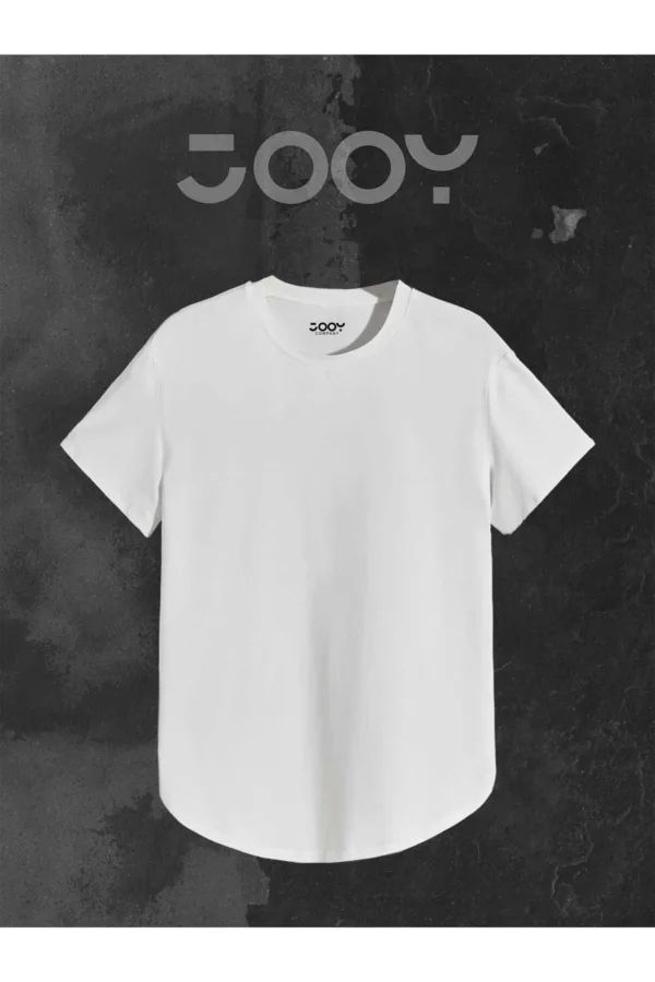 Kırmızı Beyaz 2'li Set Düz Baskısız Slim Fit Oval Kesim Tshirt - L-alttext2