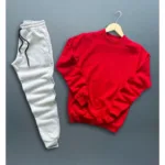 Kırmızı Bisiklet Yaka Sweatshirt Gri Eşofman Altı Takım 2'li Kombin - XL-alttext1