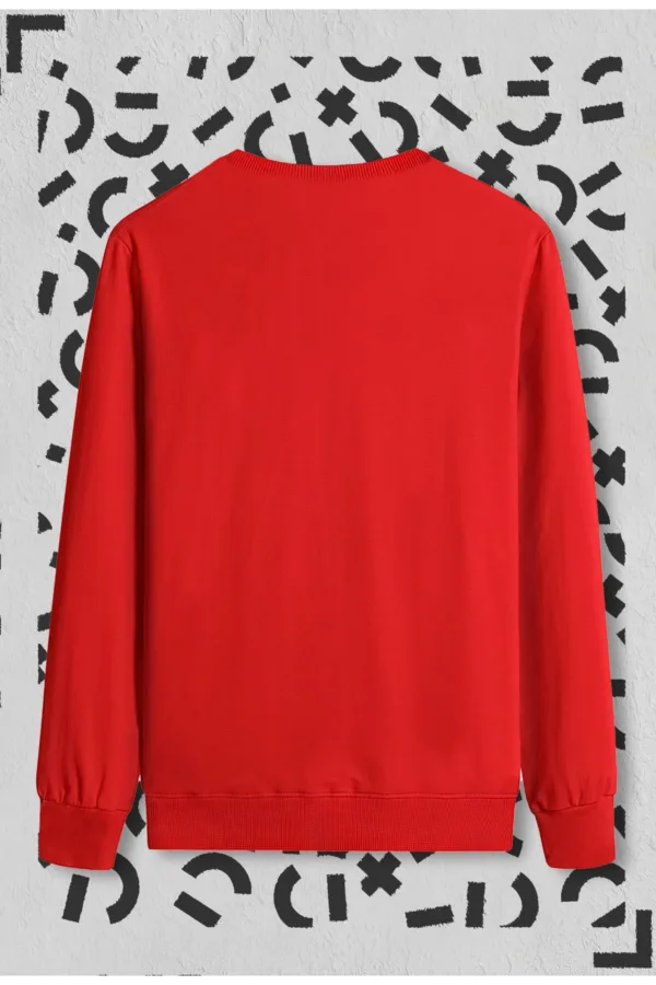 Kırmızı Düz Basic Bisiklet Yaka Sweatshirt - L-alttext2