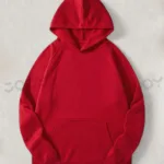 Kırmızı Düz Baskısız Kalın Şardonlu 3 İplik Kapüşonlu Sweatshirt-alttext1