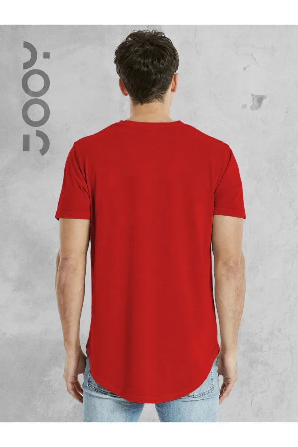 Kırmızı Oval Kesim Düz Baskısız Basic Slim Fit Tshirt - L-alttext2