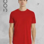 Kırmızı Oval Kesim Düz Baskısız Basic Slim Fit Tshirt - L-alttext1