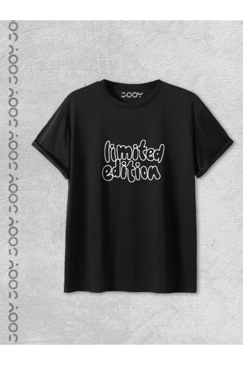 Limited Edition Baskılı Siyah Oversize Tshirt