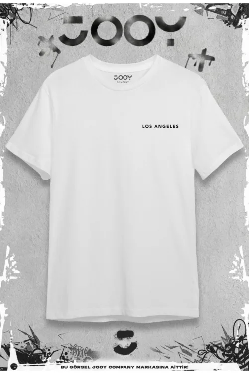 Los Angeles Baskılı Beyaz Oversize Tshirt
