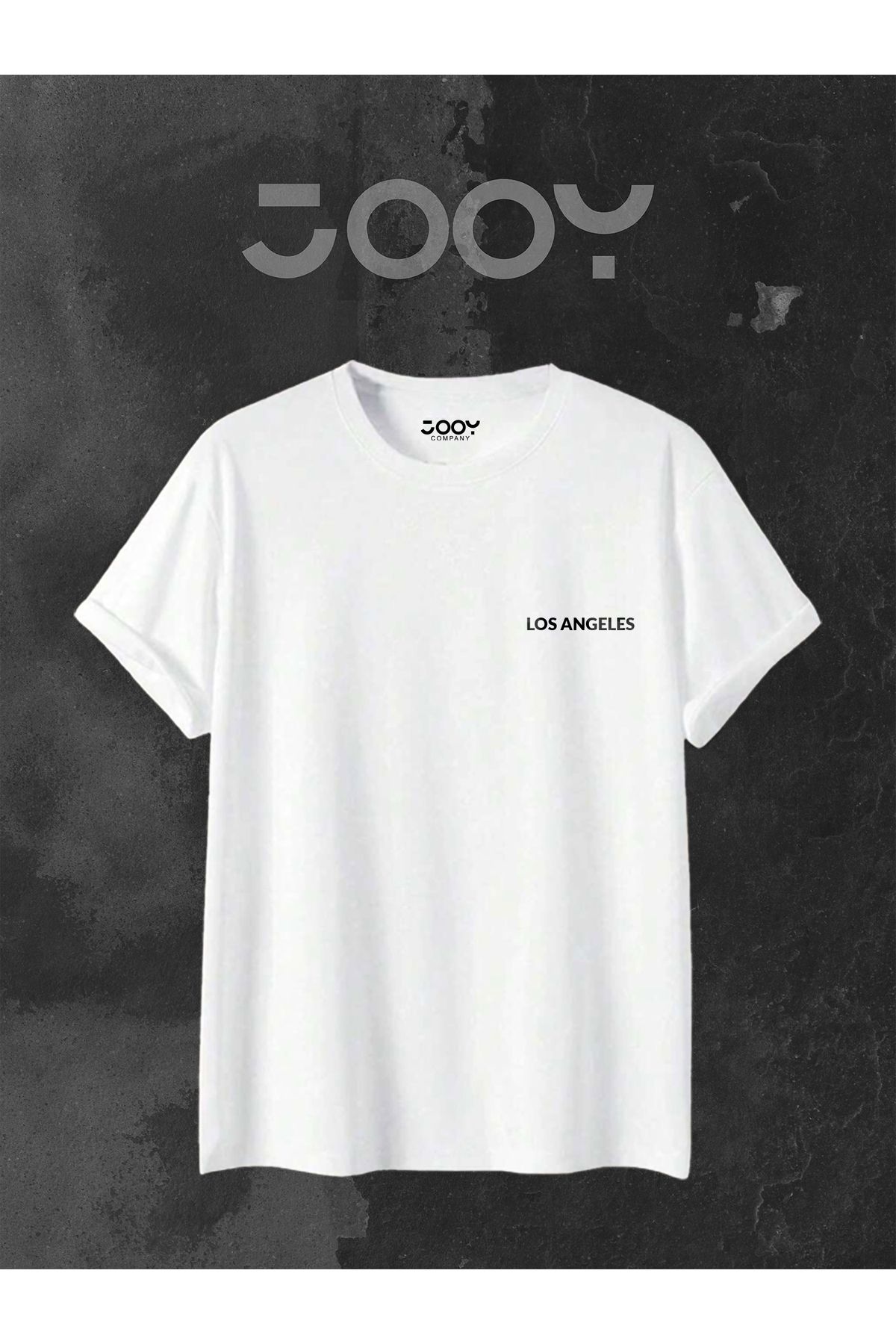 Los Angeles Baskılı Geniş Kalıp Oversize Beyaz T-Shirt-alttext2