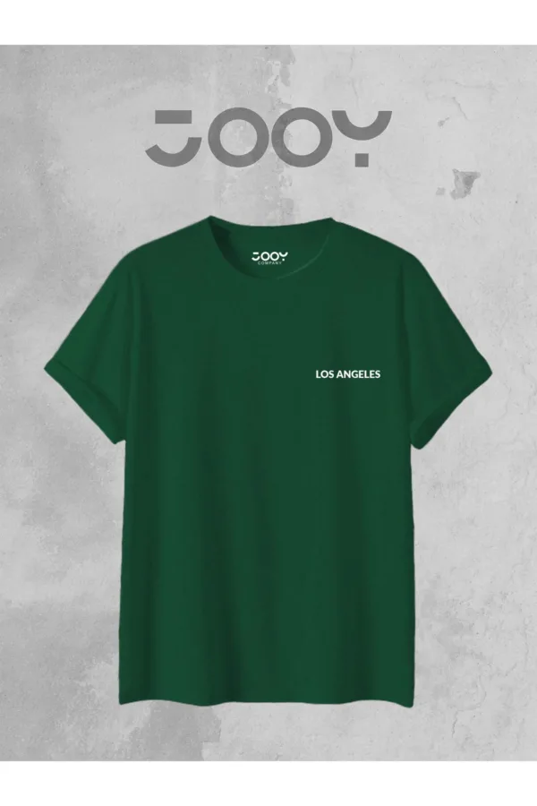 Los Angeles Baskılı Geniş Kalıp Oversize Yeşil T-Shirt - XL-alttext2