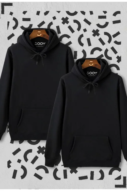 Los Angeles Baskılı Siyah Kapüşonlu Sweatshirt Avantaj Paketi 2’li Set