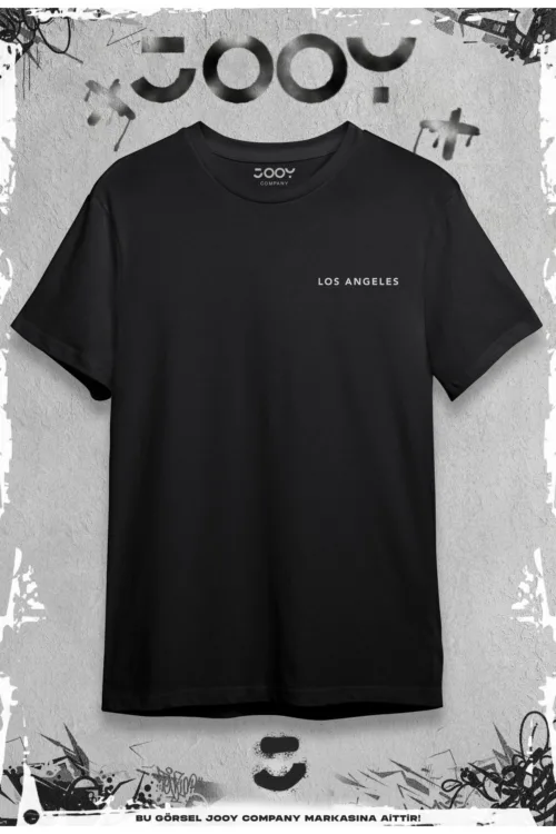 Los Angeles Baskılı Siyah Oversize Tshirt