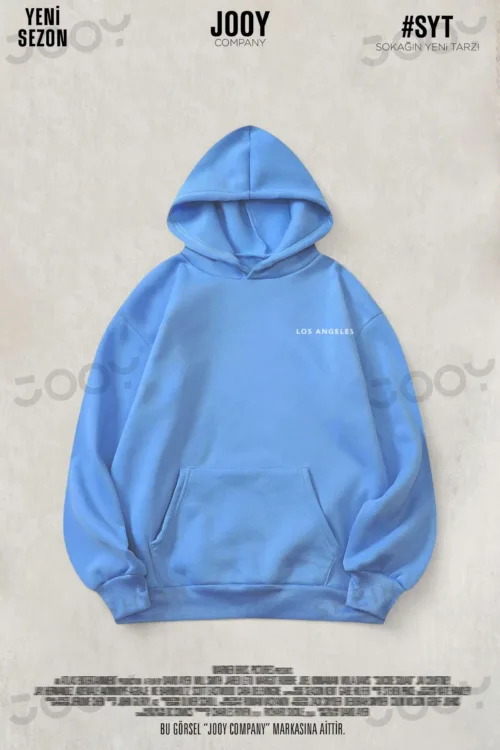 Los Angeles Bebe Mavi 3 İplik Kapüşonlu Sweatshirt Hoodie