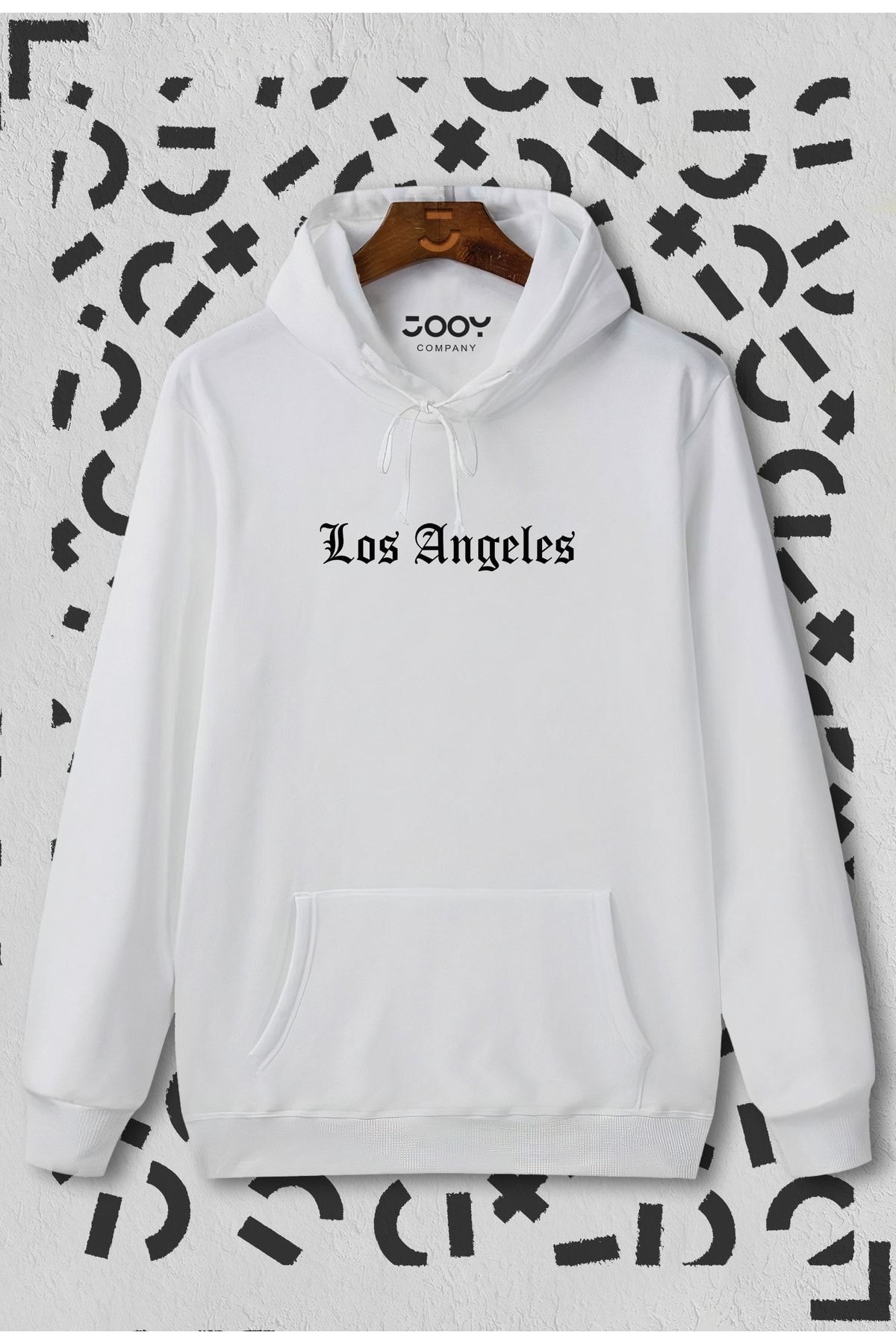 Los Angeles City Baskılı Beyaz Kapüşonlu Sweatshirt-alttext2