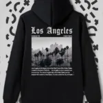 Los Angeles City Baskılı Siyah Kapüşonlu Sweatshirt - M-alttext1
