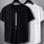 Low Key Baskılı Siyah Beyaz Oval Kesim Slim Fit Tshirt 2'li Set - S-alttext1