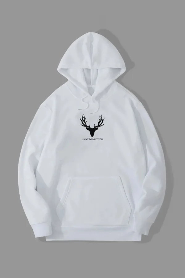 Lucky To Meet You Tasarım Kapüşonlu Sweatshirt - XL-alttext1
