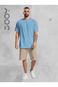 Mavi Oversize Tshirt - Bej Penye Şort Takım-alttext1