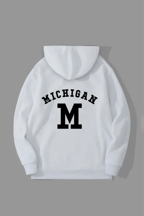 Michigan Tasarım Kapüşonlu Sweatshirt