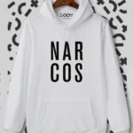 Narcos Baskılı Beyaz Kapüşonlu Sweatshirt-alttext1