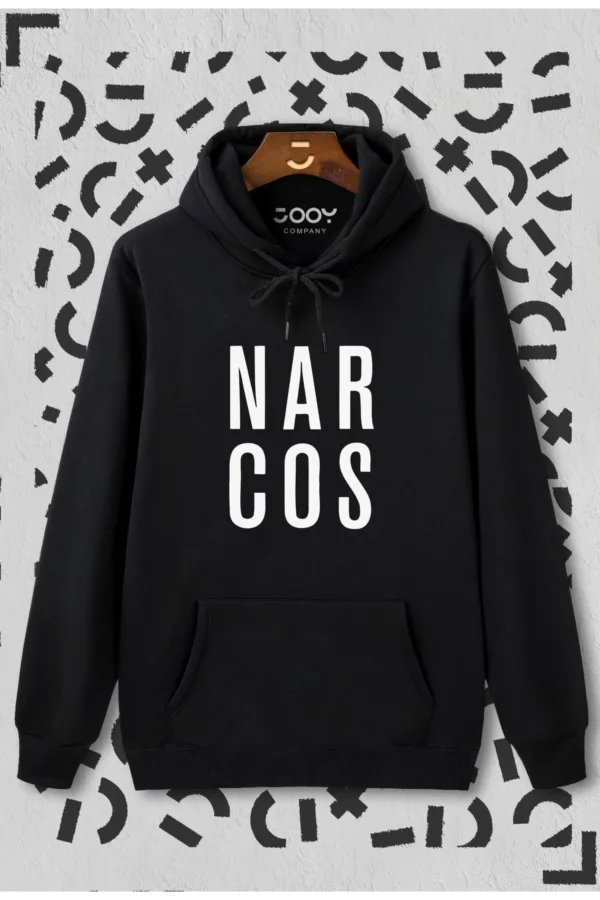 Narcos Baskılı Siyah Kapüşonlu Sweatshirt - L-alttext1