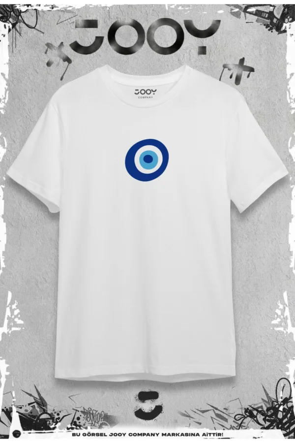 Nazar Boncuğu Tasarım Beyaz Oversize Tshirt - L-alttext2