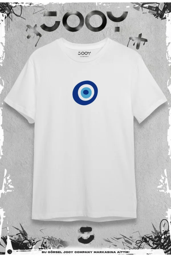 Nazar Boncuğu Tasarım Sevgili Çift Kombini Beyaz Oversize Tshirt 2'li Set - XL-alttext5