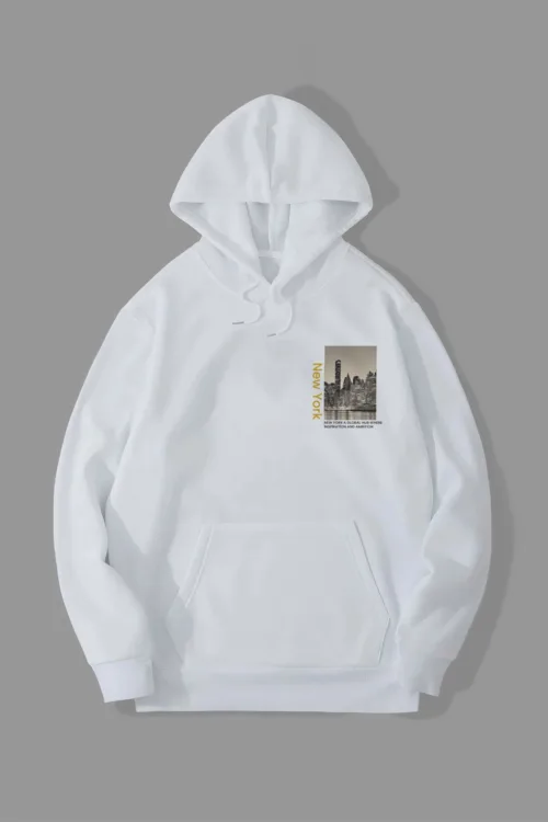 New York City Baskılı Kapüşonlu Sweatshirt