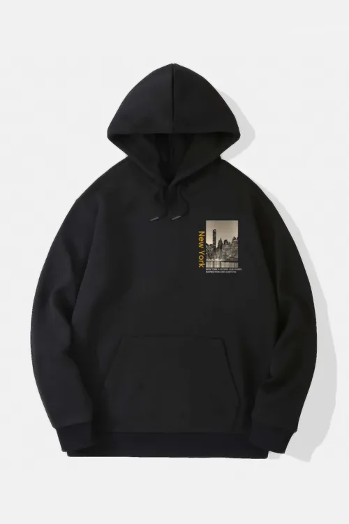 New York City Baskılı Kapüşonlu Sweatshirt