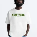New York Reality Baskılı Beyaz Oversize Tshirt - XL-alttext1
