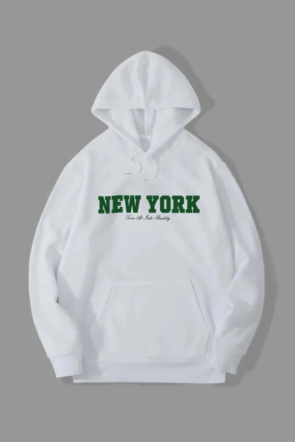 New York Reality Baskılı Kapüşonlu Sweatshirt - L-alttext1