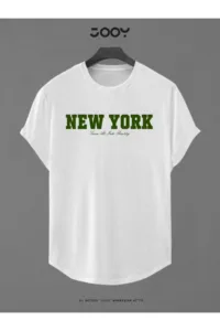 New York Reality Baskılı Slim Fit Oval Kesim T-Shirt-alttext1