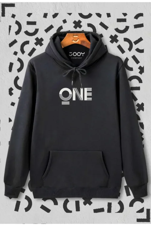 One Baskılı Kapüşonlu Sweatshirt Hoodie