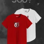 Panda Baskılı Kırmızı Beyaz Oval Kesim Tshirt 2'li Set - S-alttext1