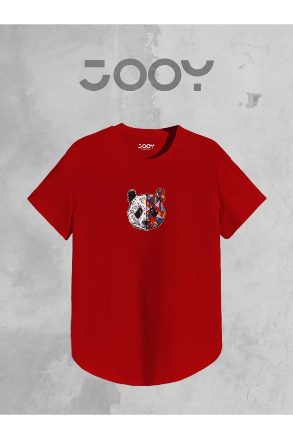 Panda Baskılı Kırmızı Beyaz Oval Kesim Tshirt 2'li Set - S-alttext3