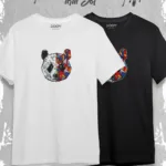 Panda Baskılı Oversize Geniş Kalıp T-Shirt Siyah Beyaz 2'li Set - L-alttext1