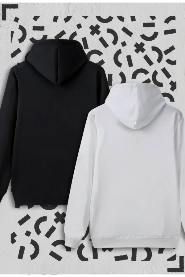 Panda Baskılı Siyah Beyaz Kapüşonlu Sweatshirt Avantaj Paketi 2'li Set - L-alttext2