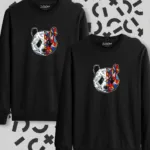 Panda Baskılı Siyah Bisiklet Yaka Sweatshirt 2'li Set - S-alttext1