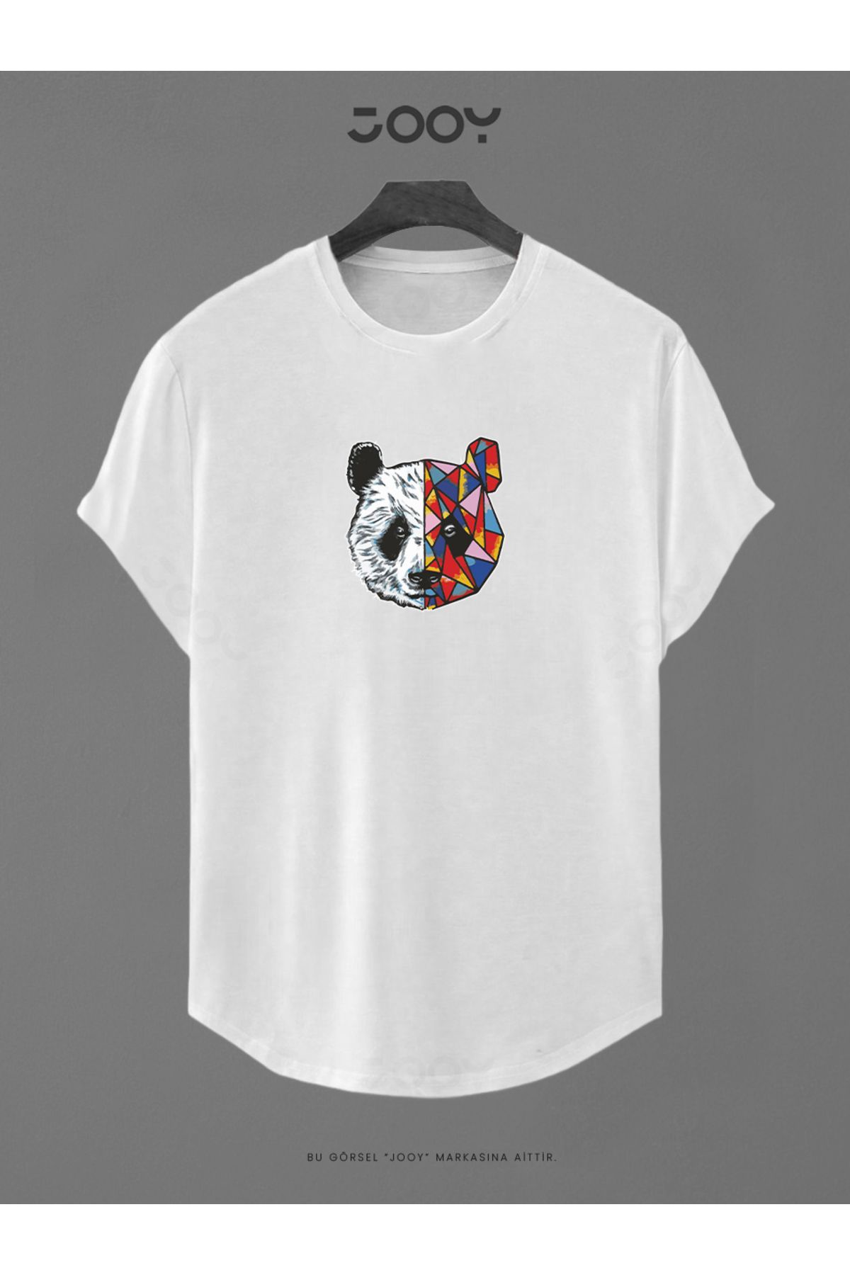 Panda Baskılı Slim Fit Oval Kesim T-Shirt