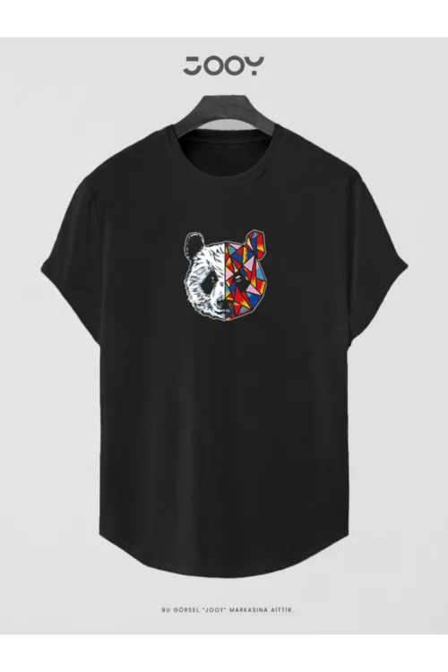 Panda Baskılı Slim Fit Oval Kesim T-Shirt