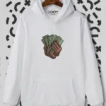 Para Baskılı Beyaz Kapüşonlu Sweatshirt - L-alttext1