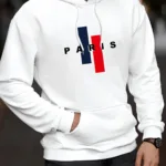 Paris Renkli Baskılı Beyaz Kapüşonlu Sweatshirt - L-alttext1
