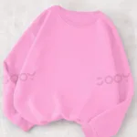 Pembe 3 iplik Bisiklet Yaka Düz Baskısız Basic Sweatshirt - M-alttext1
