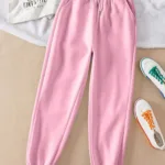 Pembe Bel Paça Lastikli 3 İplik Kalın Pamuklu Kadın Jogger Eşofman Altı - XL-alttext1