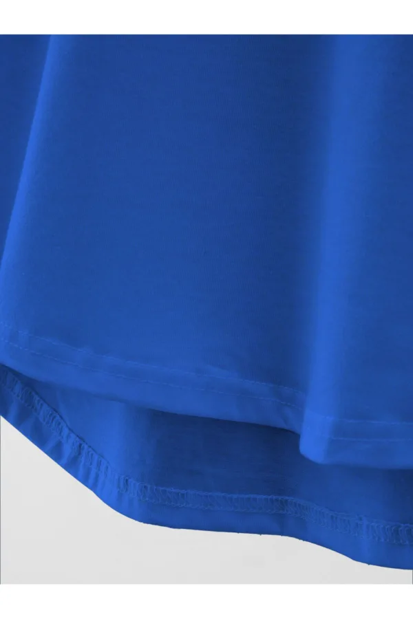 Saks Mavi Atatürk İmza Baskılı Slim Fit Oval Kesim T-Shirt-alttext5