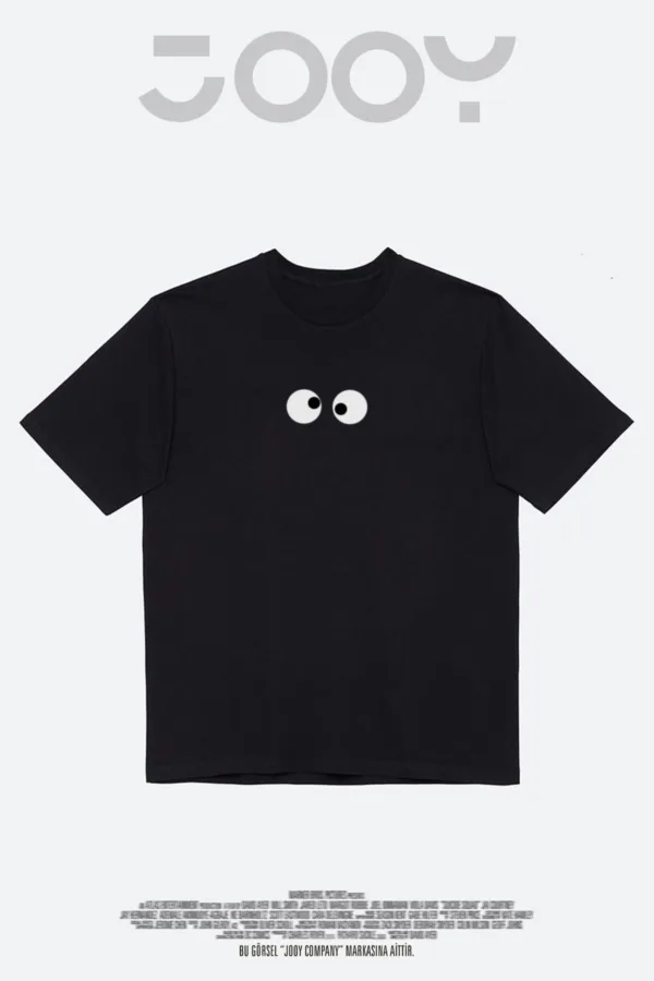 Şaşkın Göz Tasarım Sevgili Çift Kombini Siyah Oversize T-Shirt 2'li Set - XL/S-alttext4